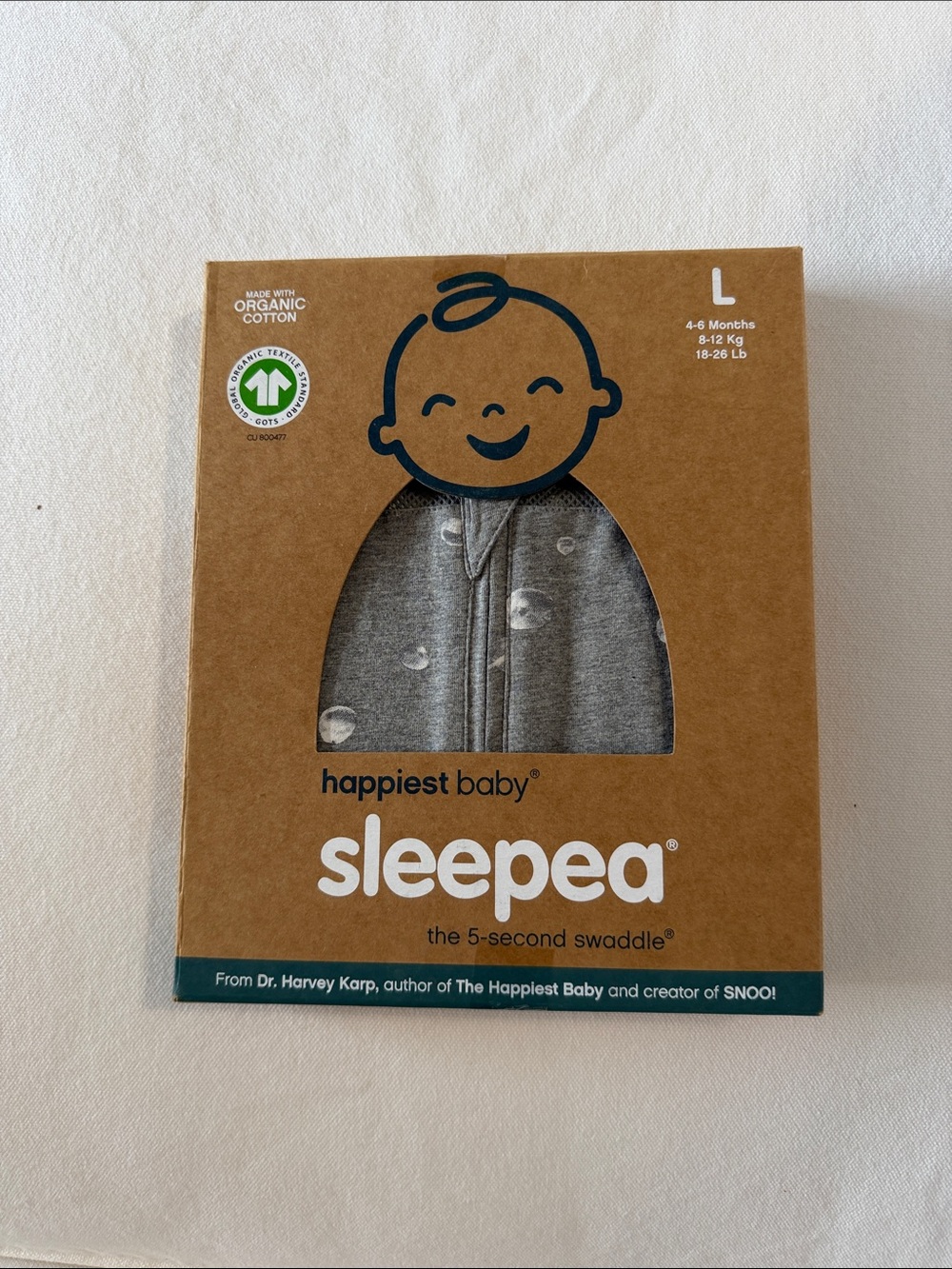 NWT Happiest Baby Sleepea Baby Swaddle - Gray